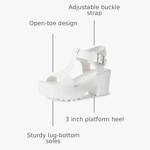 NWT Women's White Platform Sandals - Picture 3 of 5